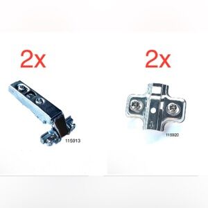 Set of (2)x Hinge 115913 with plate 115920 replacement parts for IKEA furniture